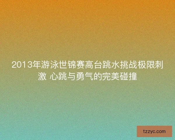 2013年游泳世锦赛高台跳水挑战极限刺激 心跳与勇气的完美碰撞